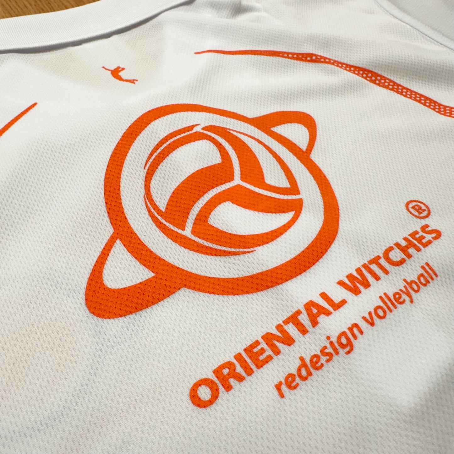 OWポロシャツ ホワイト(オレンジ×ネイビー)