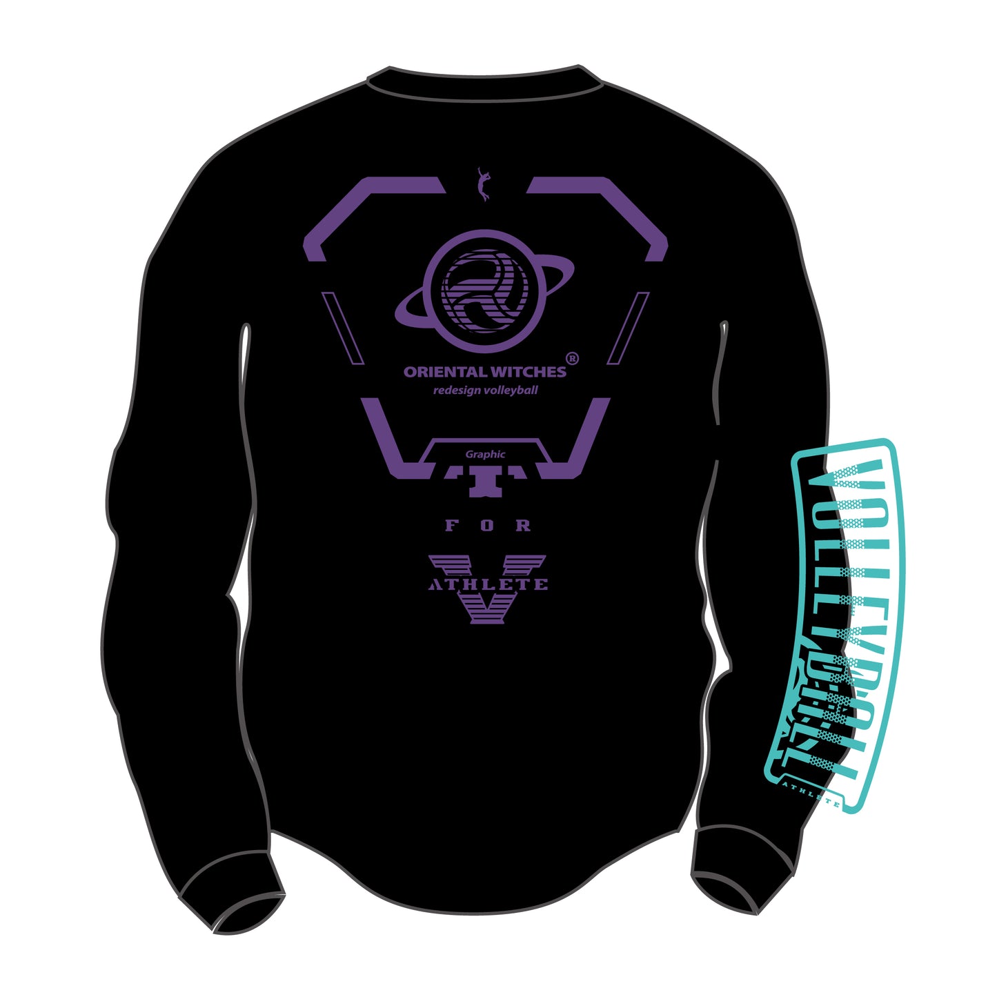 ロングスリーブTシャツ2025 ブラック（ミントグリーン×バイオレット）