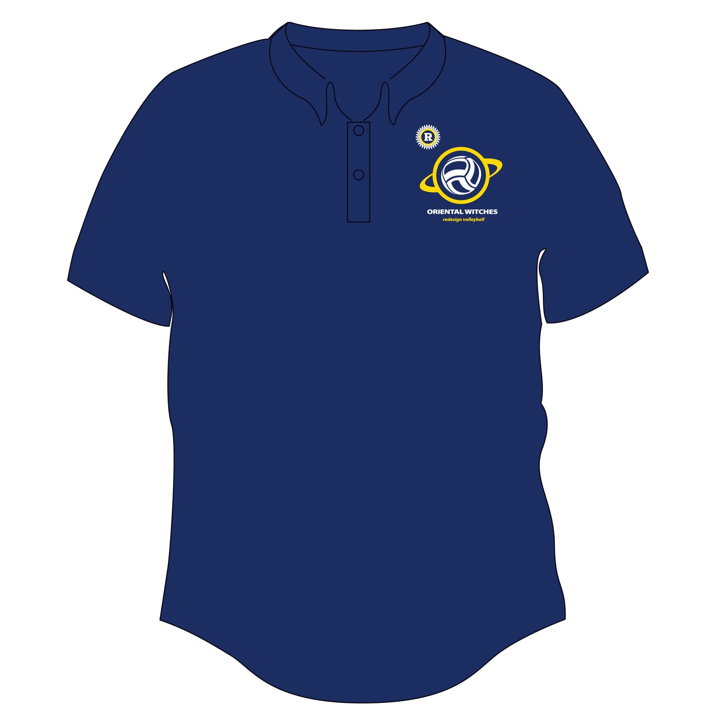 OWポロシャツ　ネイビー（サンフラワー×ホワイト）