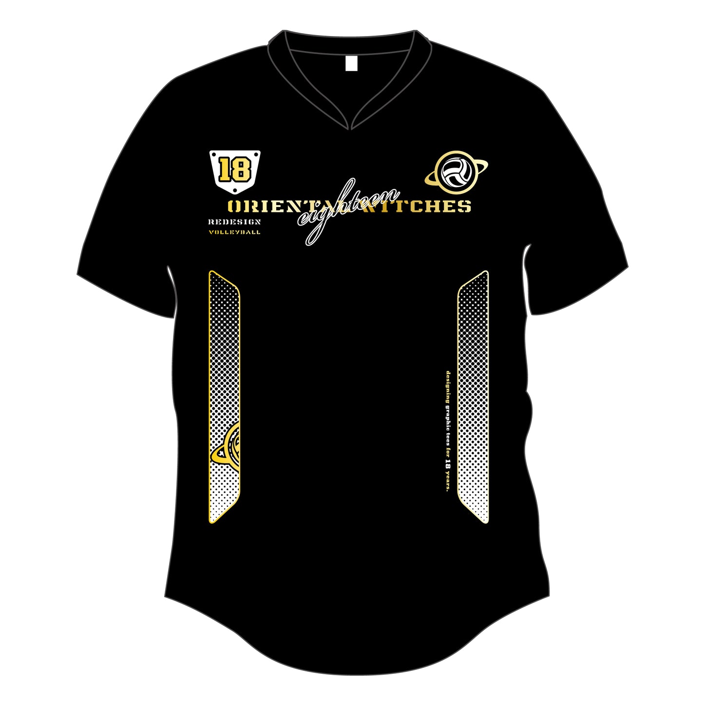 EIGHTEEN VNECK ブラック（ゴールド×ホワイト）