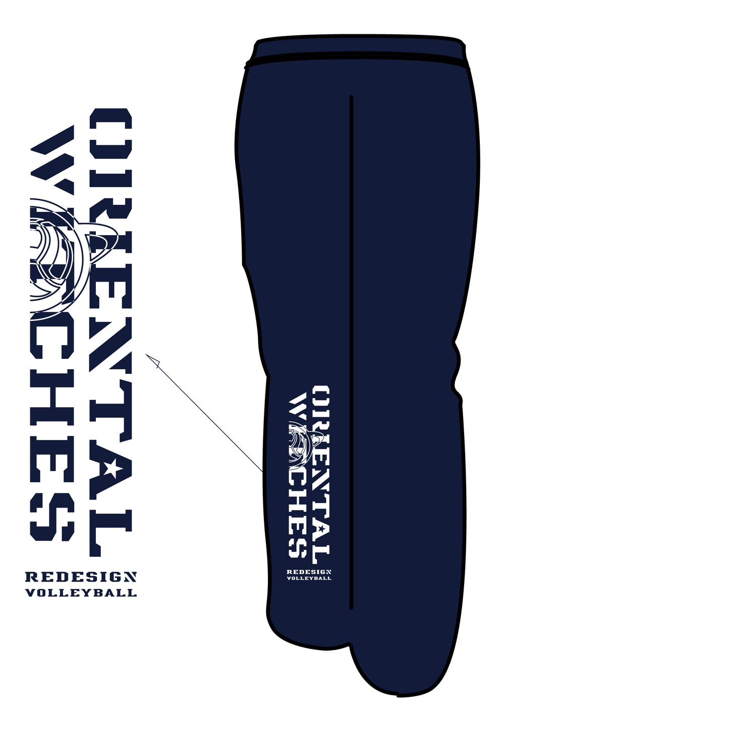 フーディーコットンスウェットロングパンツ ネイビー（レッド×ホワイト）