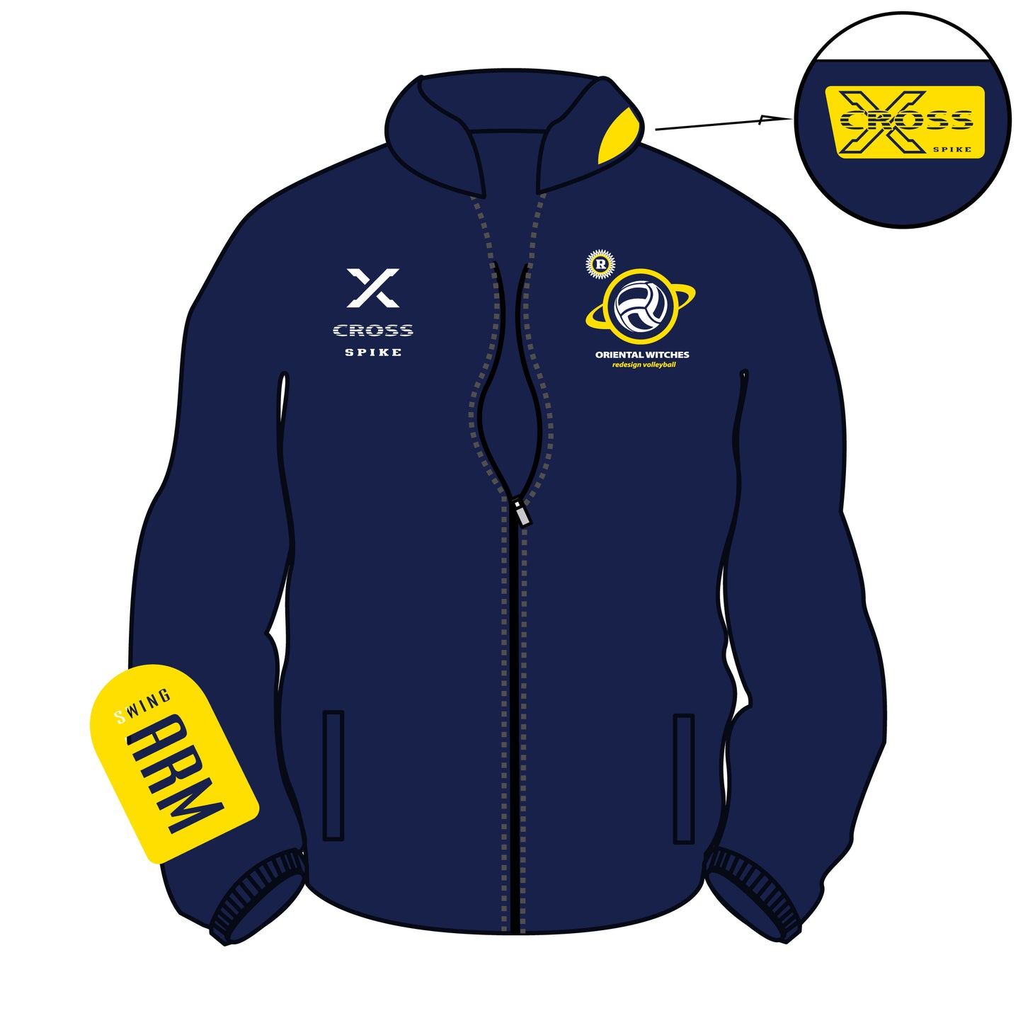 ドライフィットスウェットパーカー　ネイビー（サンフラワー×ホワイト）