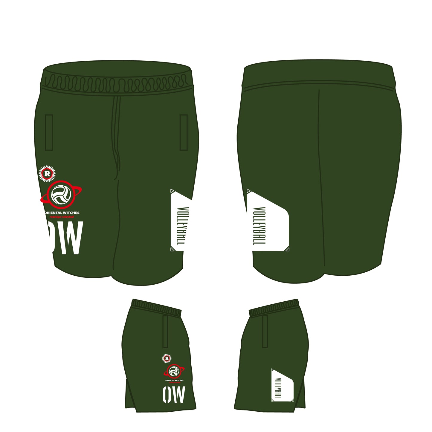 ドライフィットハーフパンツ アーミーグリーン（レッド×ホワイト）