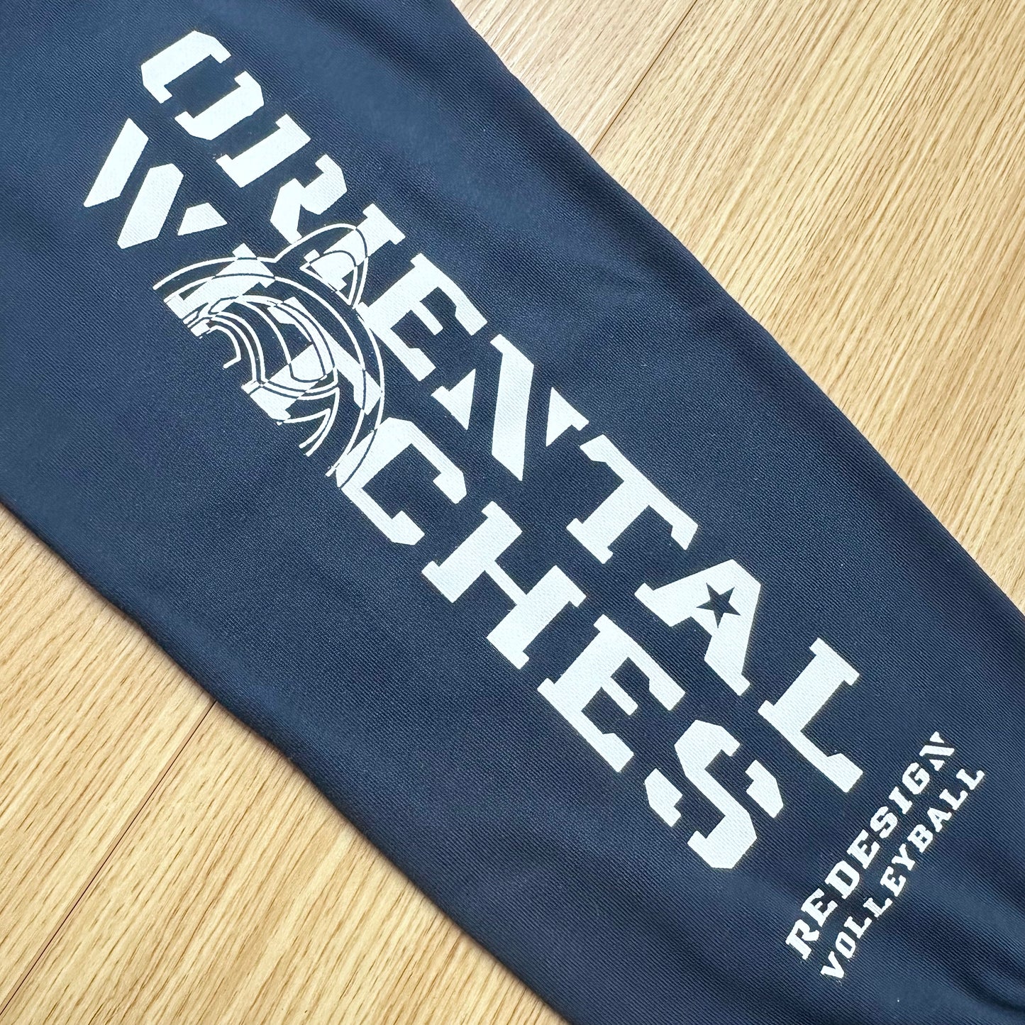 フーディーコットンスウェットロングパンツ ネイビー（レッド×ホワイト）