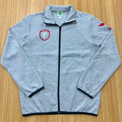 OWジップジャケット　グレー（レッド×ホワイト）