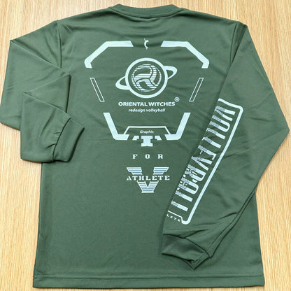 ロングスリーブTシャツ2025 アーミーグリーン（レッド×ホワイト）