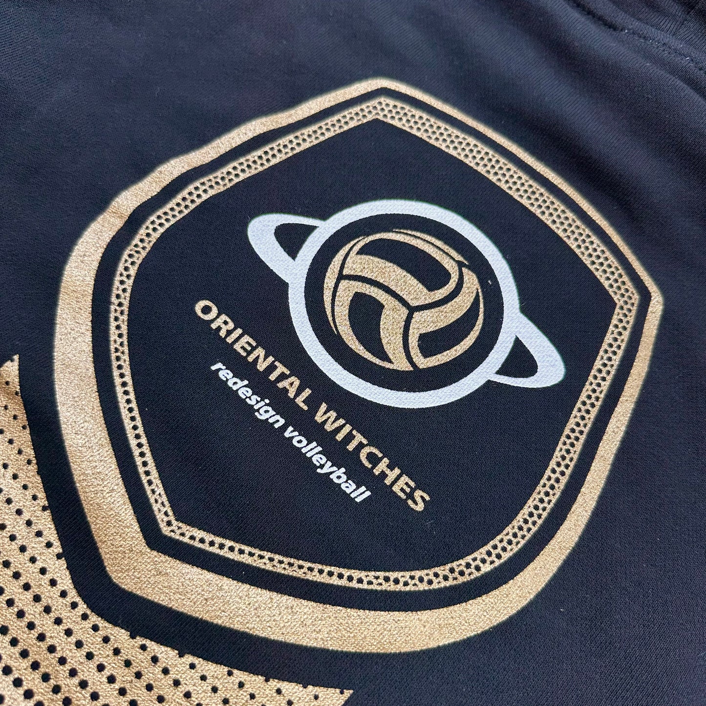 フーディーコットンスウェットスーツ ブラック（ゴールド×ホワイト）