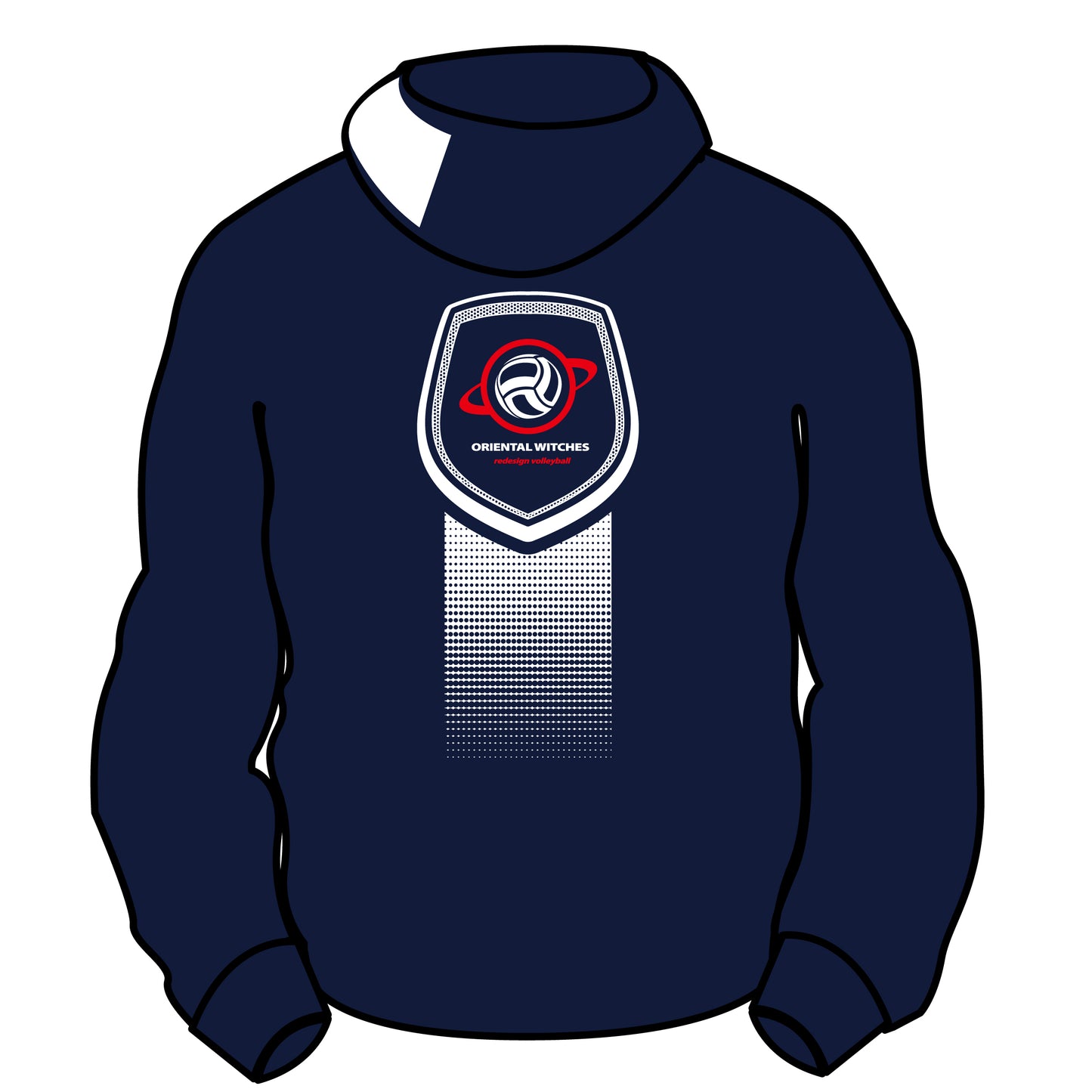 フーディーコットンスウェットスーツ ネイビー（レッド×ホワイト）