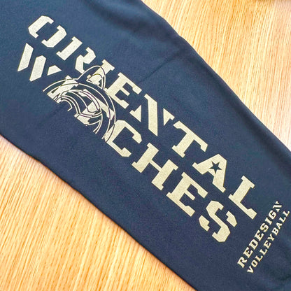 フーディーコットンスウェットロングパンツ ブラック（ゴールド×ホワイト）