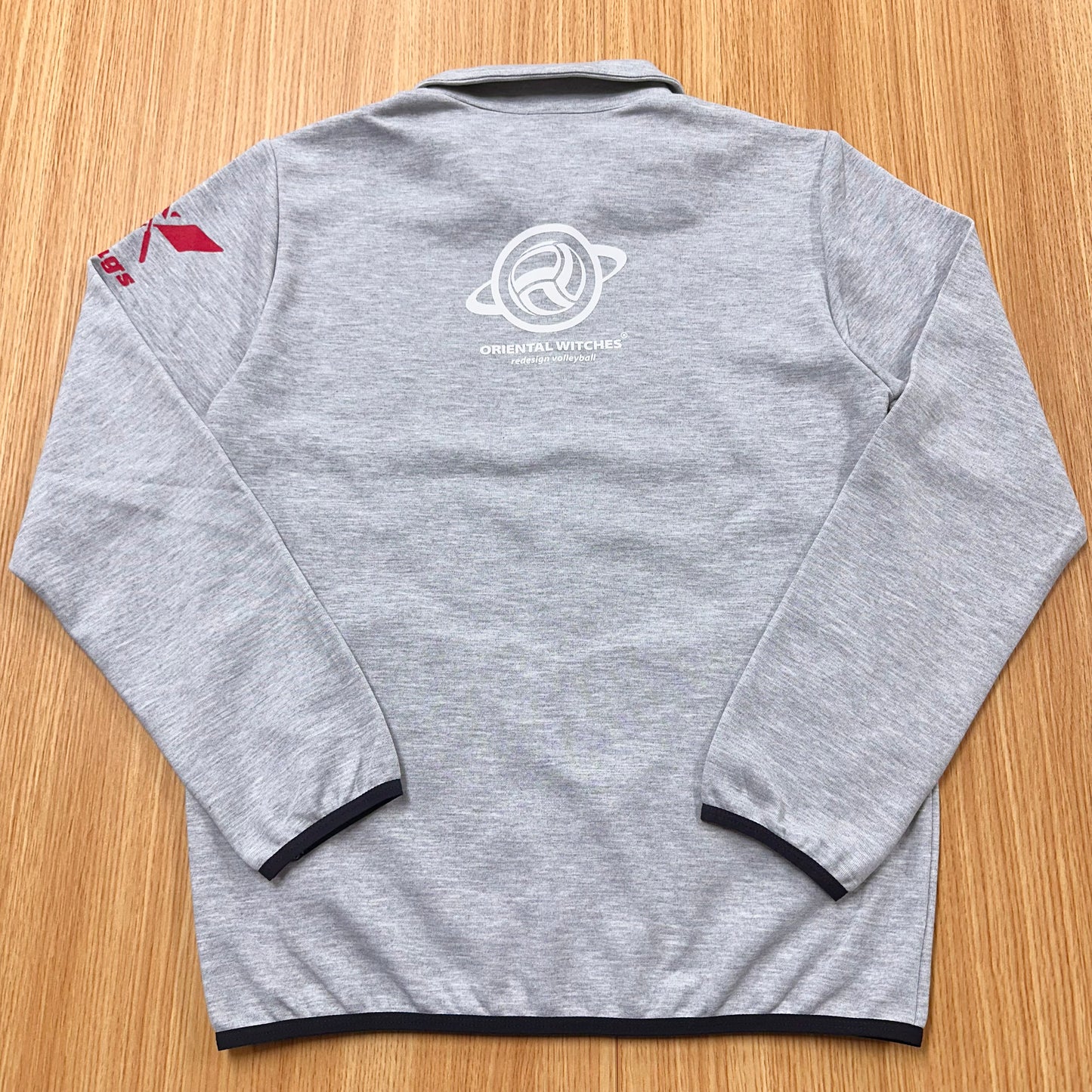 OWジップジャケット　グレー（レッド×ホワイト）