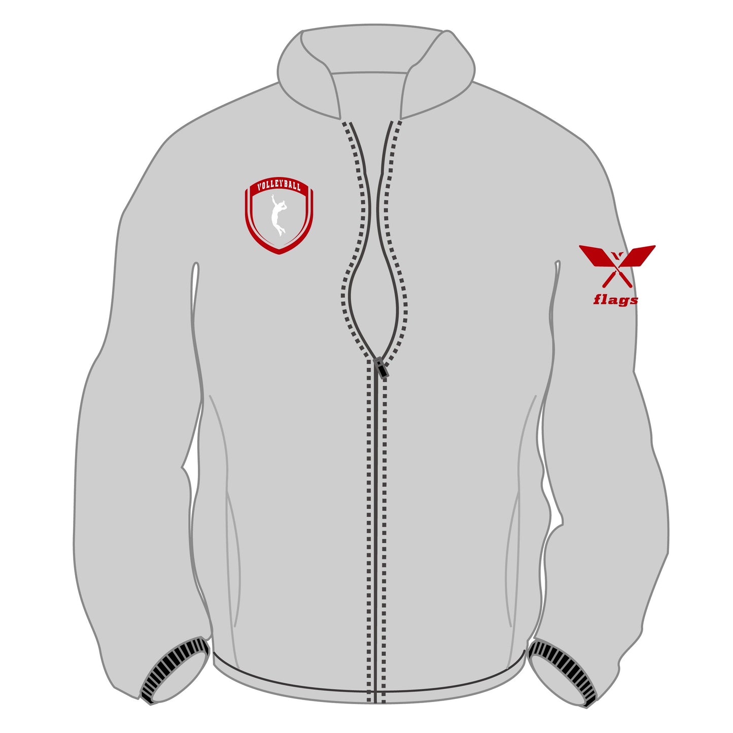 OWジップジャケット　グレー（レッド×ホワイト）