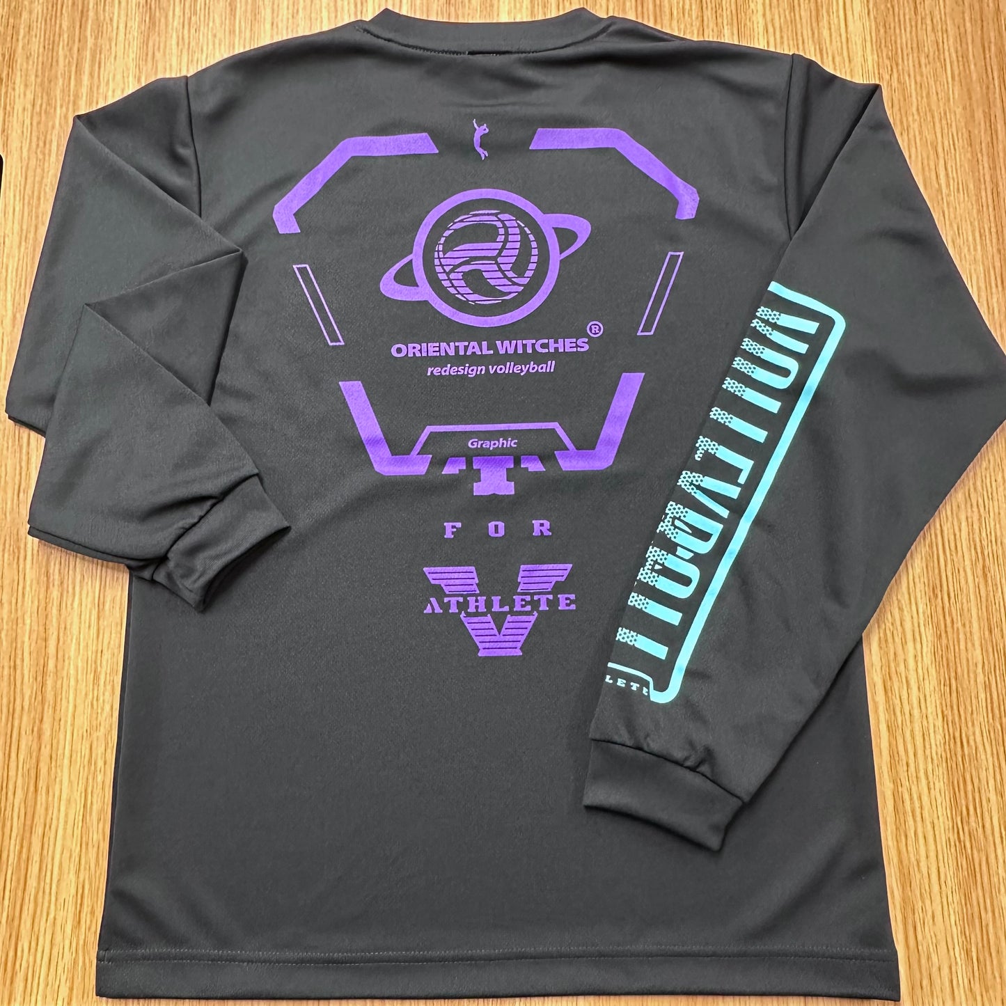 ロングスリーブTシャツ2025 ブラック（ミントグリーン×バイオレット）