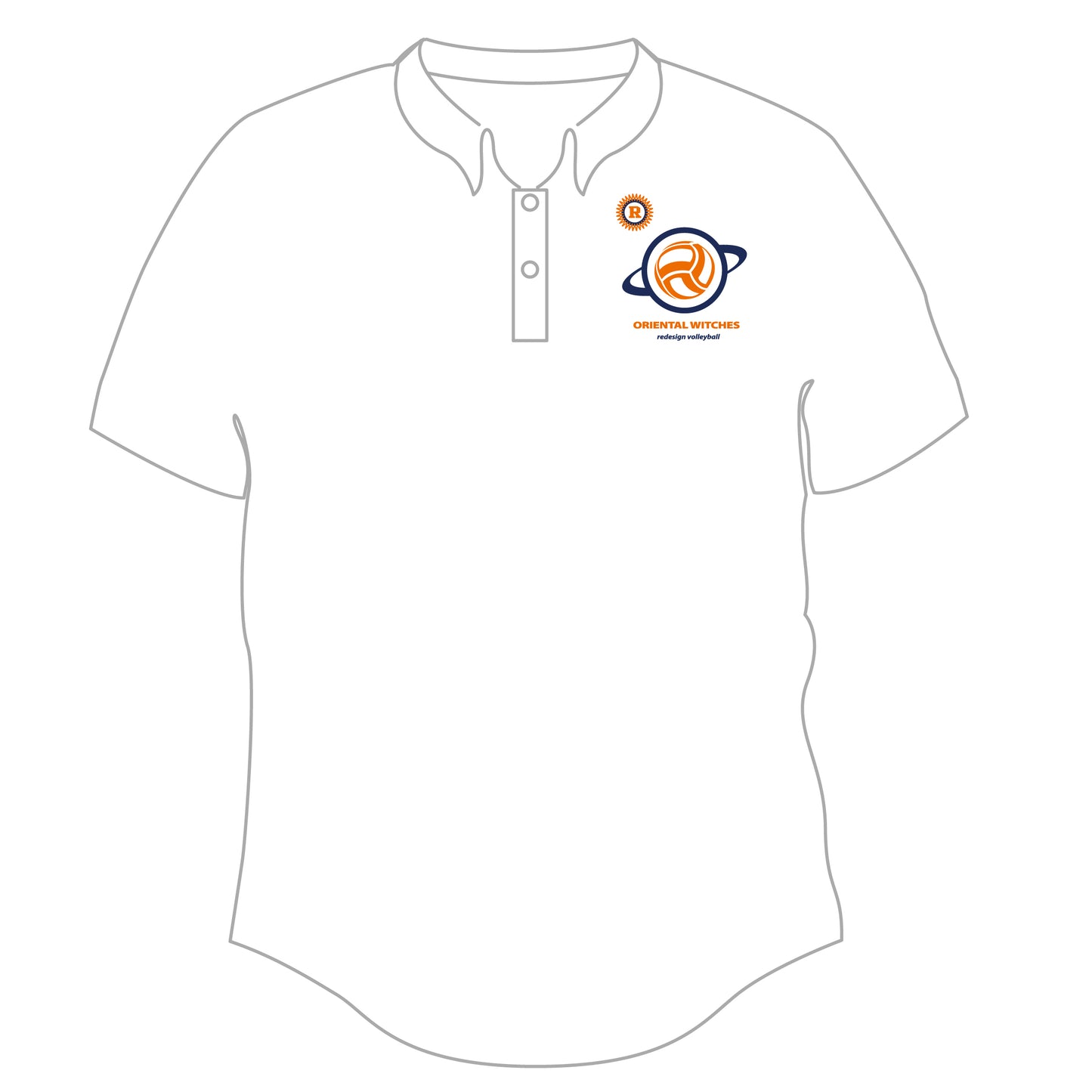 OWポロシャツ　ホワイト（オレンジ×ネイビー）