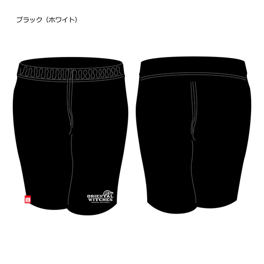 OWスウェットハーフパンツ　ブラック（ホワイト）