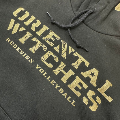 フーディーコットンスウェットスーツ ブラック（ゴールド×ホワイト）