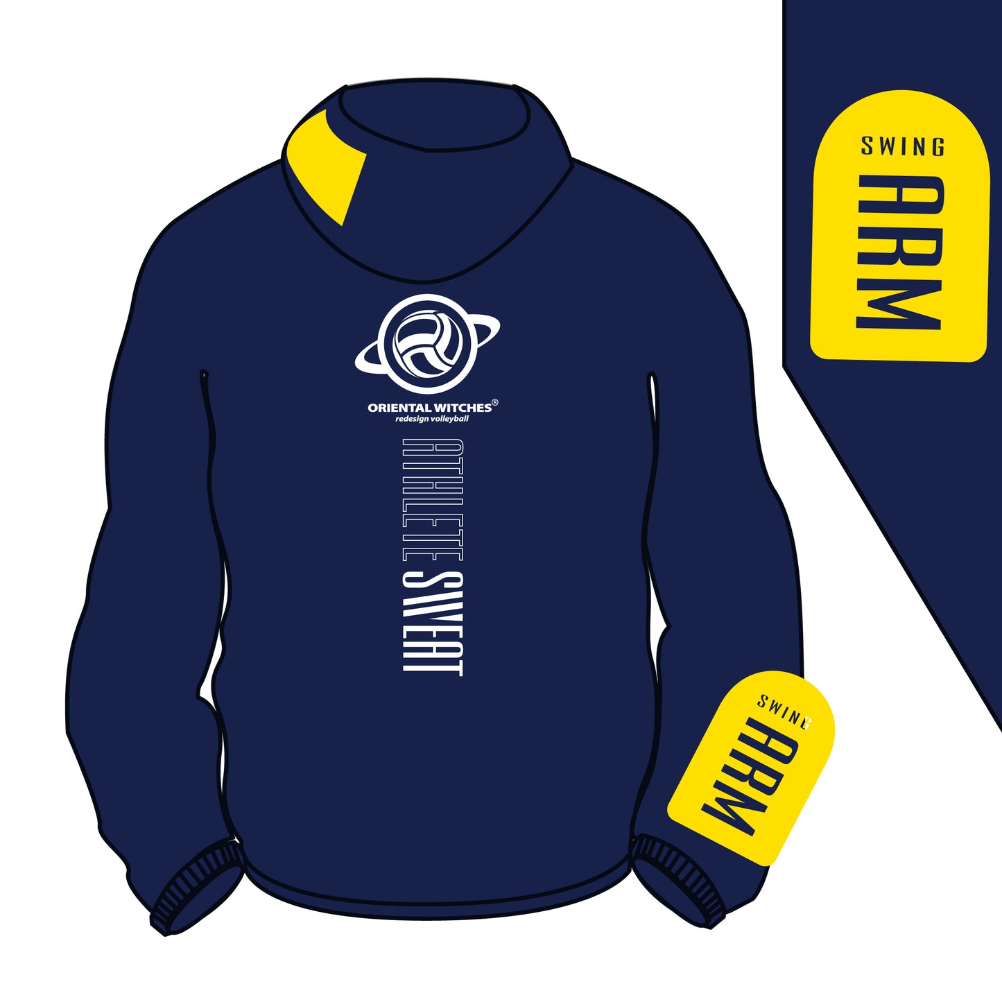 ドライフィットスウェットパーカー　ネイビー（サンフラワー×ホワイト）