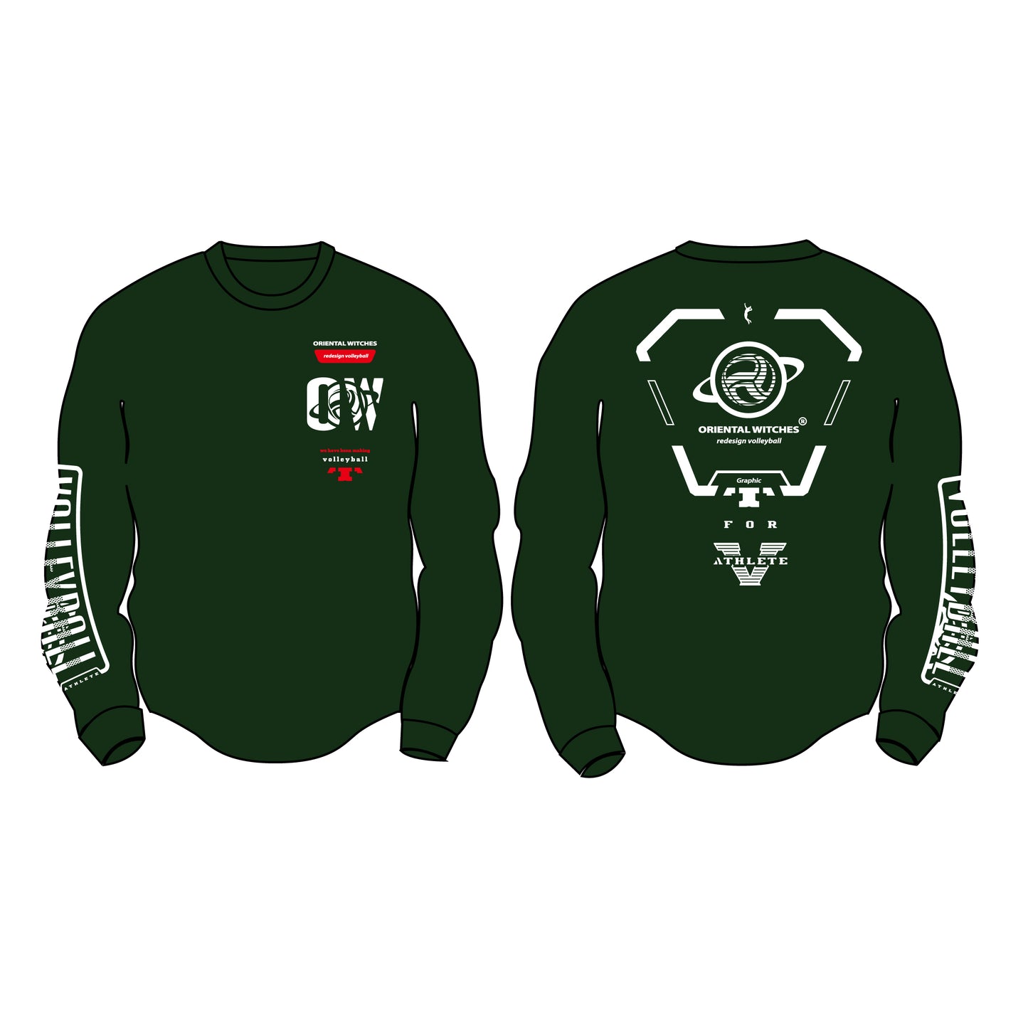 ロングスリーブTシャツ2025 アーミーグリーン（レッド×ホワイト）