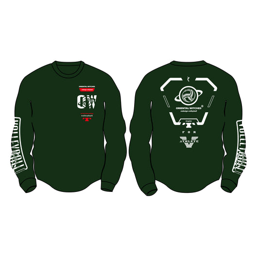 ロングスリーブTシャツ2025 アーミーグリーン（レッド×ホワイト）