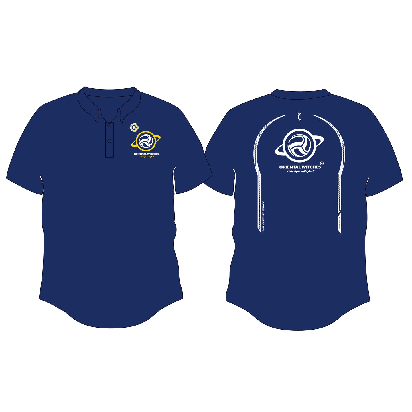 OWポロシャツ　ネイビー（サンフラワー×ホワイト）