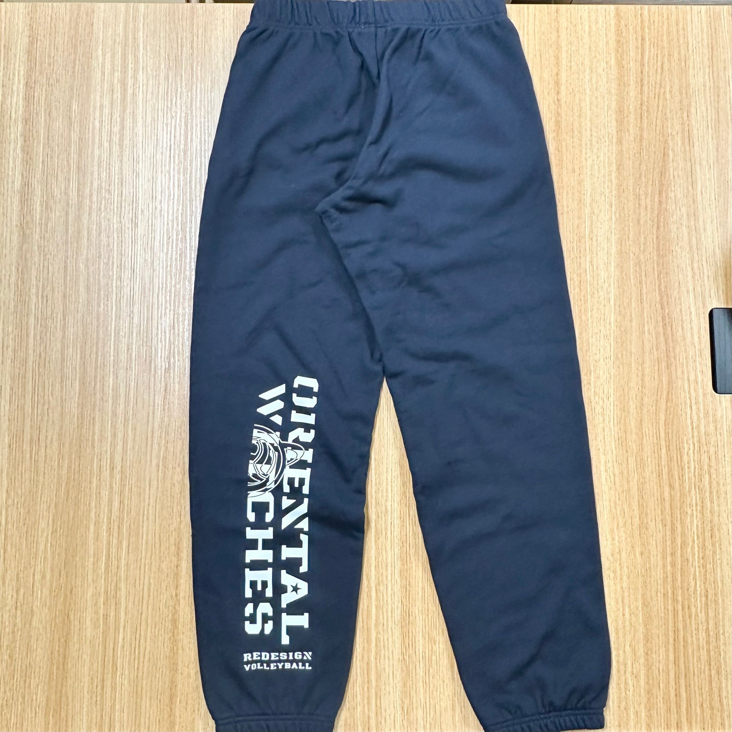 フーディーコットンスウェットロングパンツ ネイビー（レッド×ホワイト）