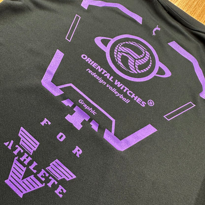 ロングスリーブTシャツ2025 ブラック（ミントグリーン×バイオレット）