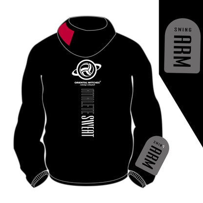 ドライフィットスウェットパーカー　ブラック（ディープレッド×ホワイト）