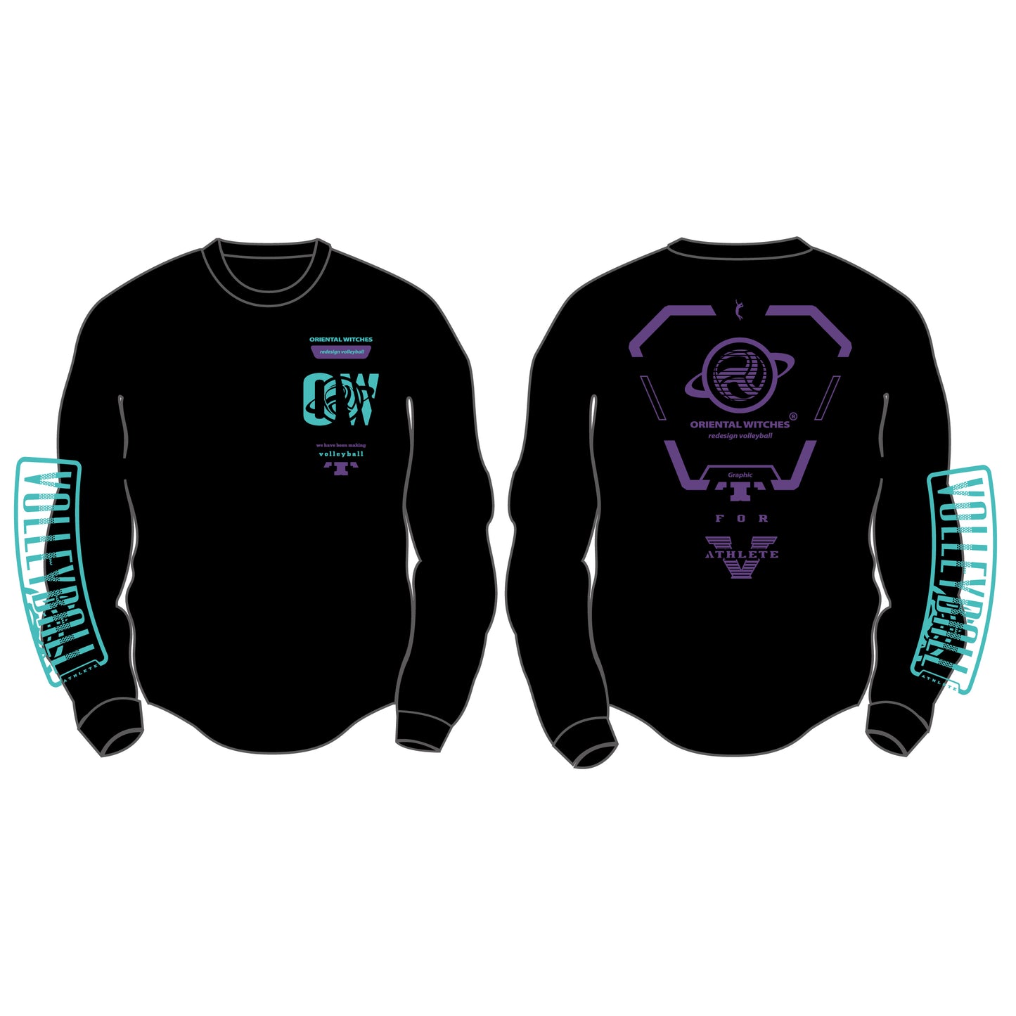 ロングスリーブTシャツ2025 ブラック（ミントグリーン×バイオレット）