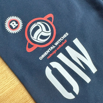 フーディーコットンスウェットロングパンツ ネイビー（レッド×ホワイト）