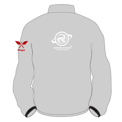 OWジップジャケット　グレー（レッド×ホワイト）