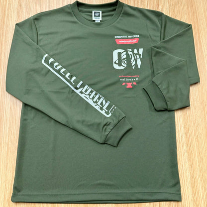 ロングスリーブTシャツ2025 アーミーグリーン（レッド×ホワイト）