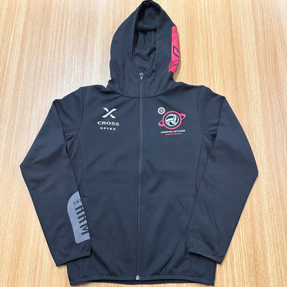 ドライフィットスウェットパーカー　ブラック（ディープレッド×ホワイト）