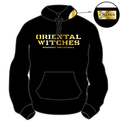 フーディーコットンスウェットスーツ ブラック（ゴールド×ホワイト）