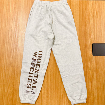 フーディーコットンスウェットロングパンツ オートミール（ダークブラウン×ライトブラウン）