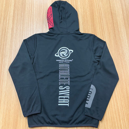 ドライフィットスウェットパーカー　ブラック（ディープレッド×ホワイト）