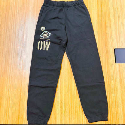 フーディーコットンスウェットロングパンツ ブラック（ゴールド×ホワイト）