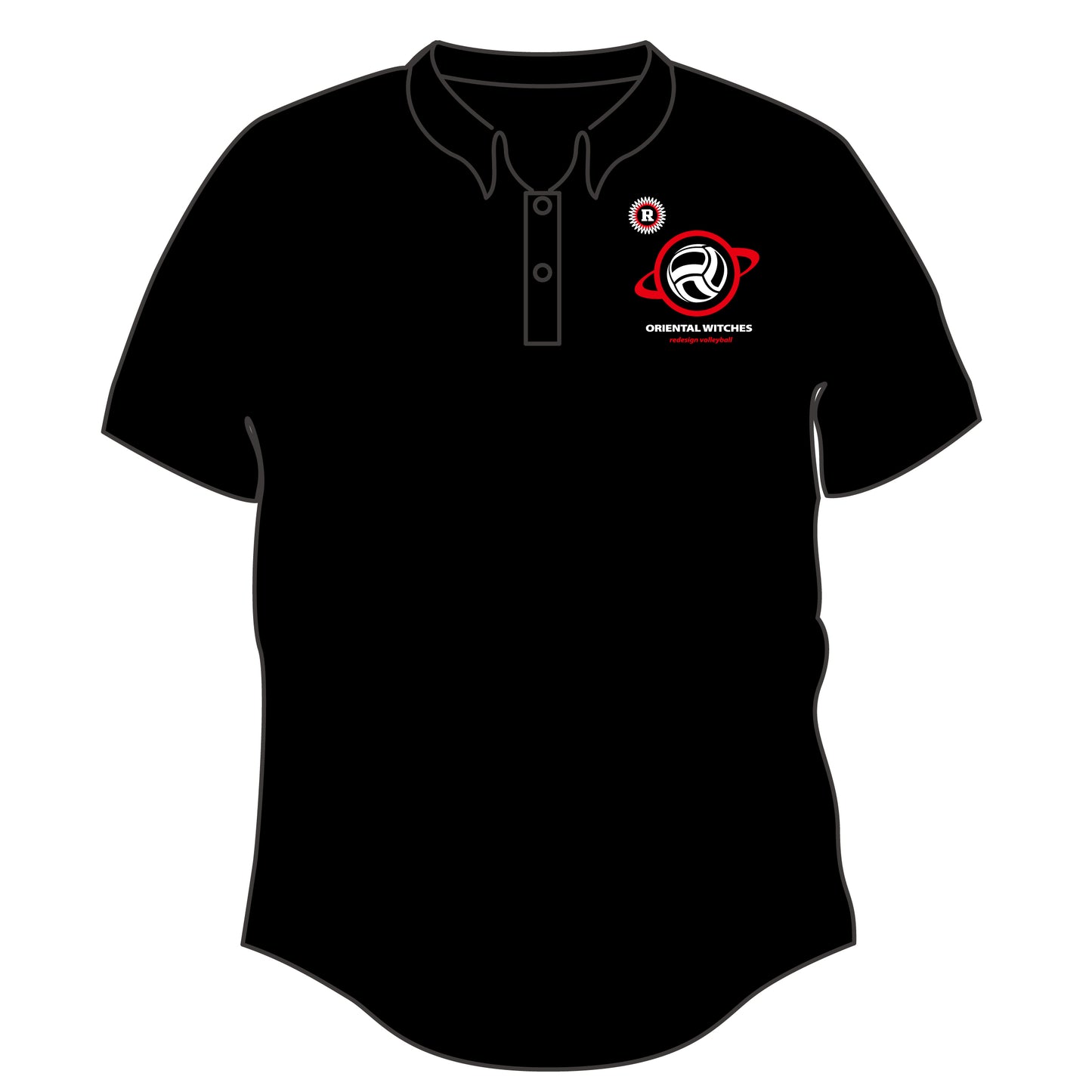 OWポロシャツ　ブラック（レッド×ホワイト）