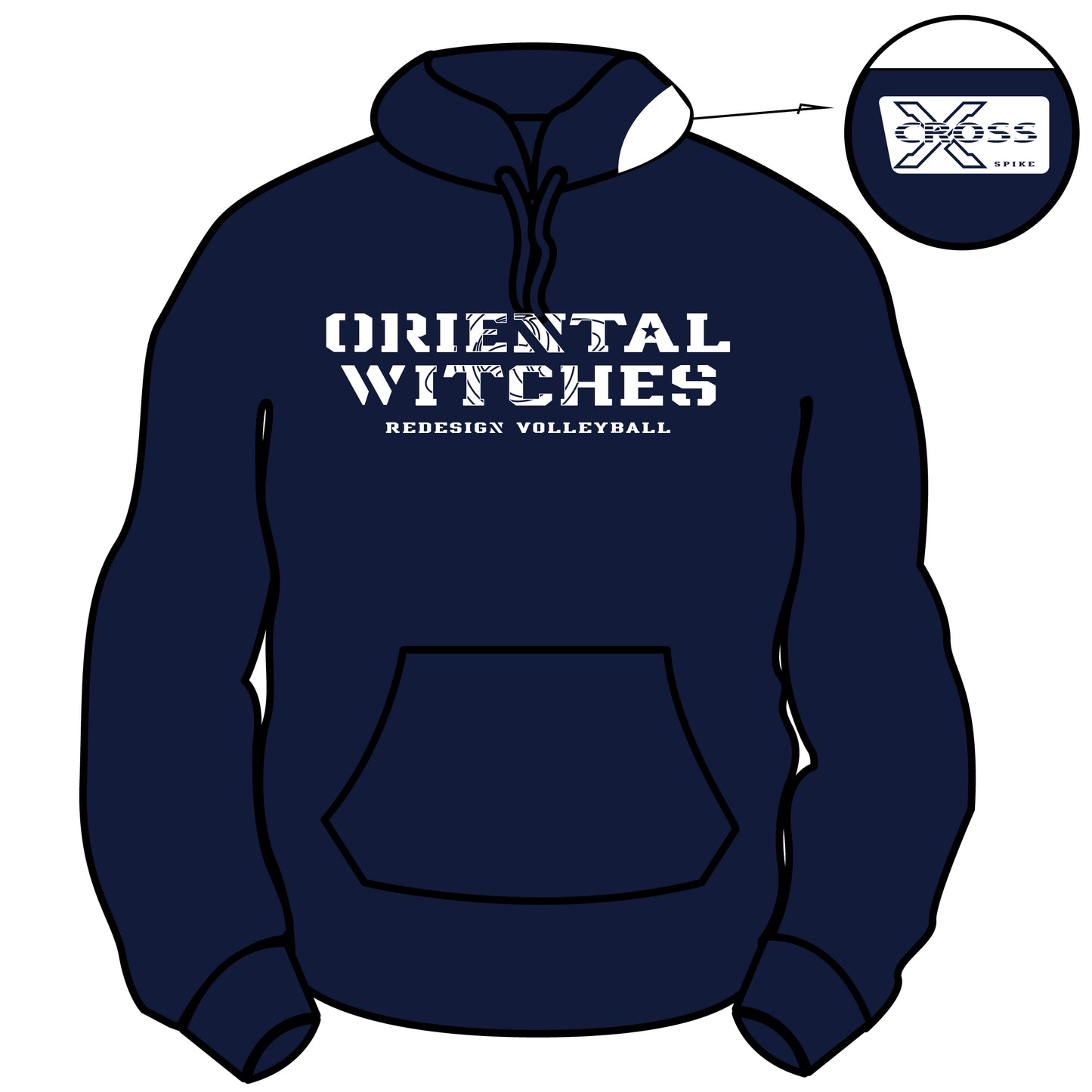 フーディーコットンスウェットスーツ ネイビー（レッド×ホワイト）