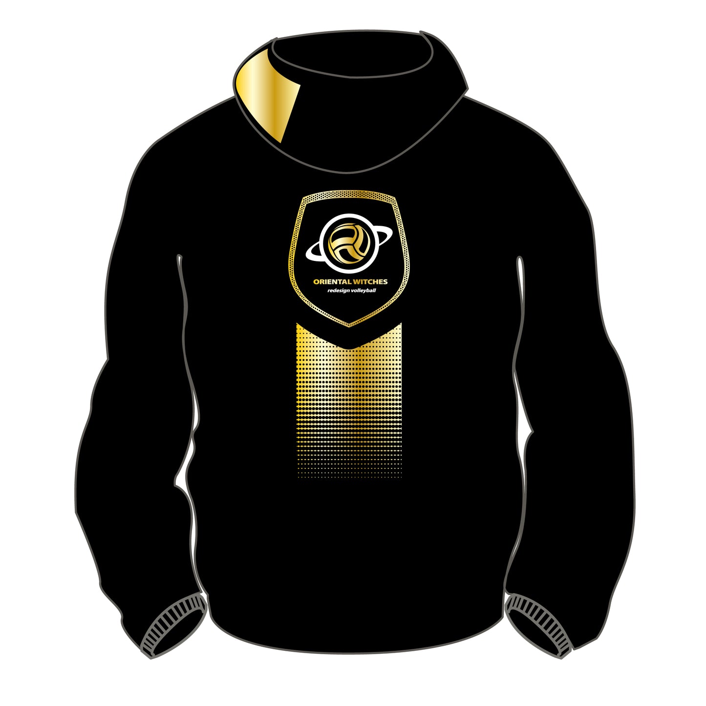 フーディーコットンスウェットスーツ ブラック（ゴールド×ホワイト）