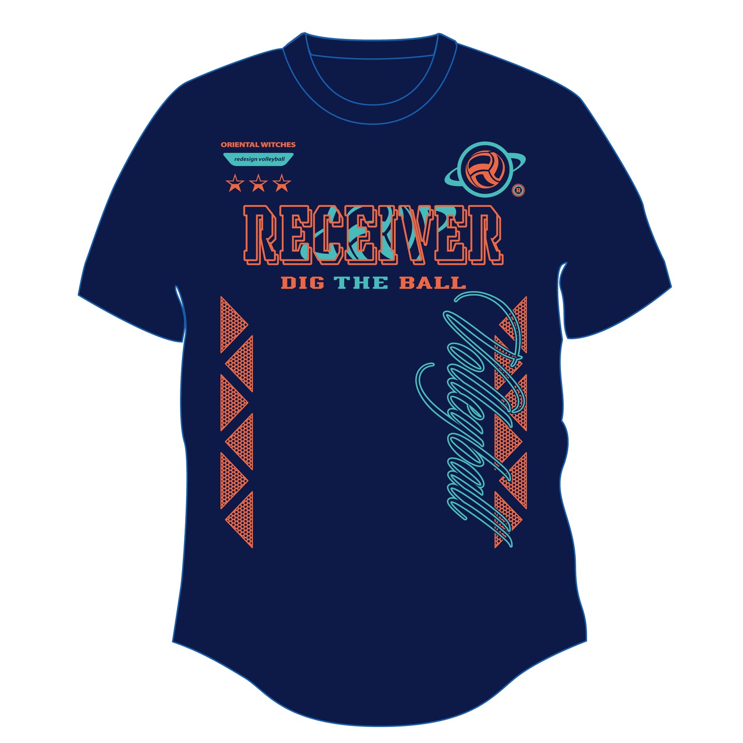 RECEIVER 3rd ネイビー（オレンジ×エメラルドグリーン）